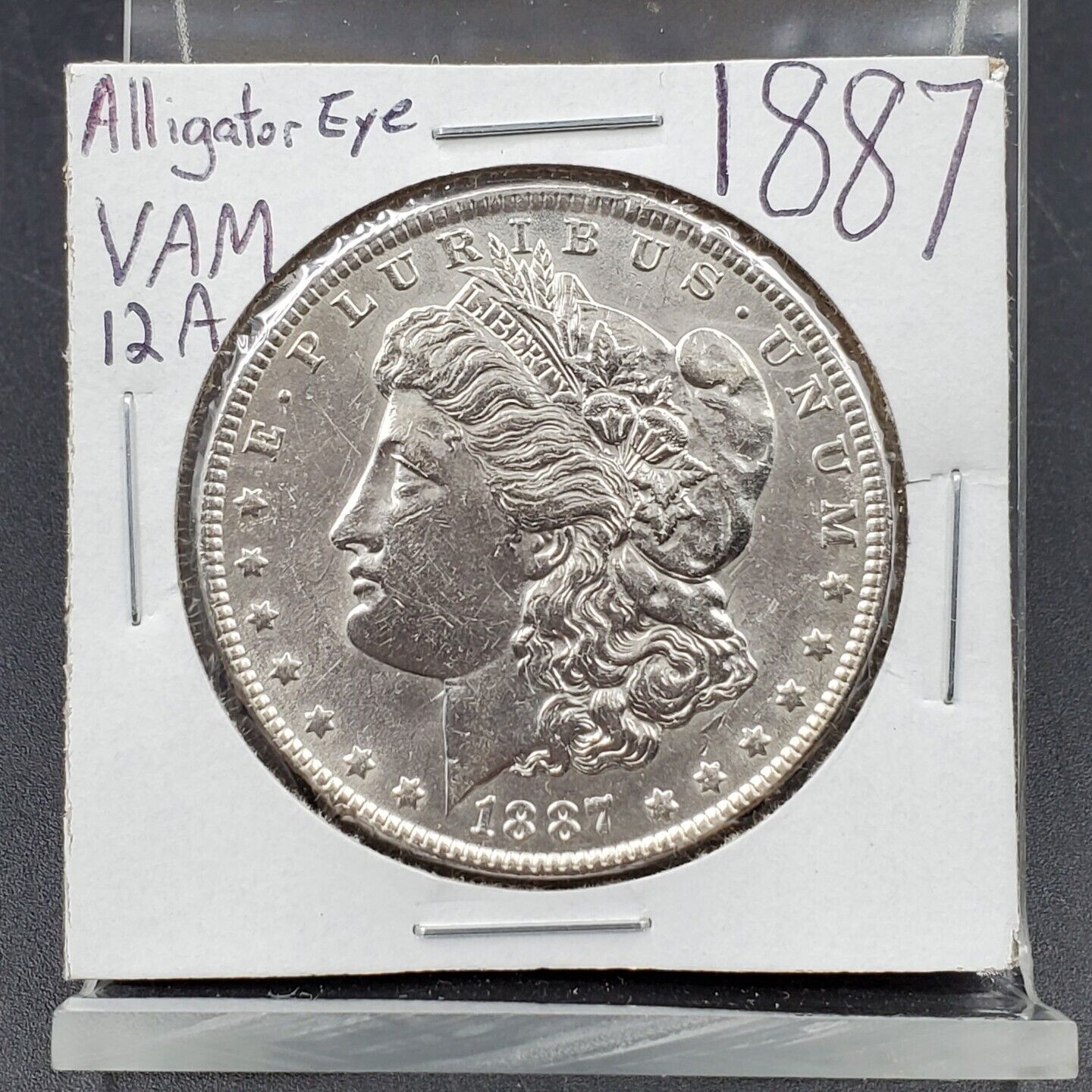1887 P Morgan Silver Dollar Coin EF XF DETAILS ALLIGATOR EYE VAM-12A VARIETY VAM