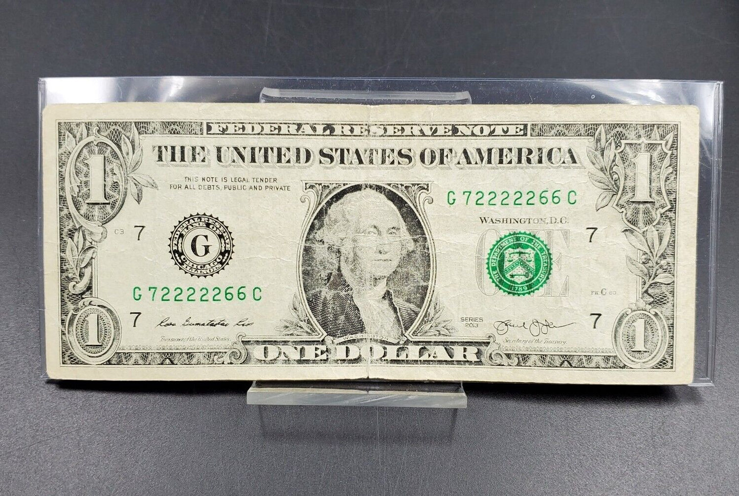 2013 FRN Federal Reserve Note US Currency REPEAT SERIAL # quintuple! circ