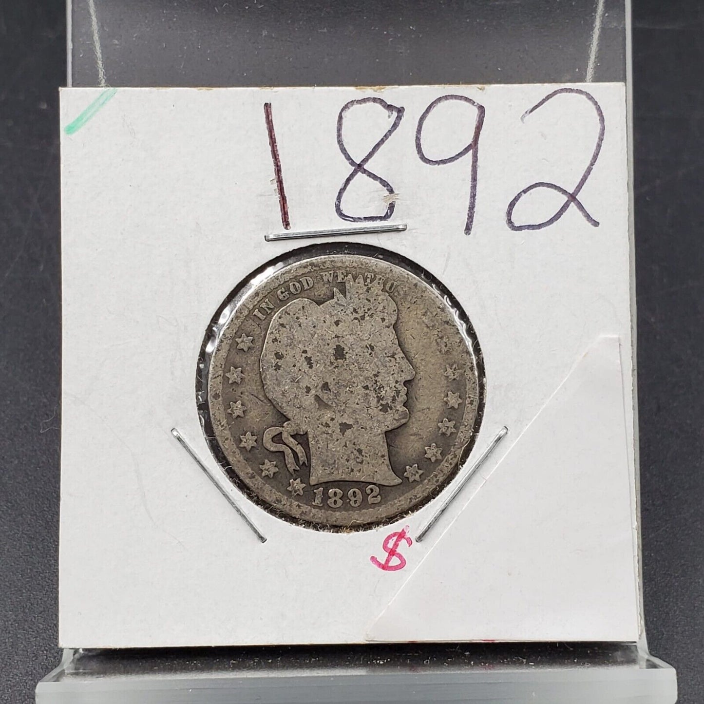 1892 P Barber Silver Eagle Quarter Choice Full Date First Year Issue AG