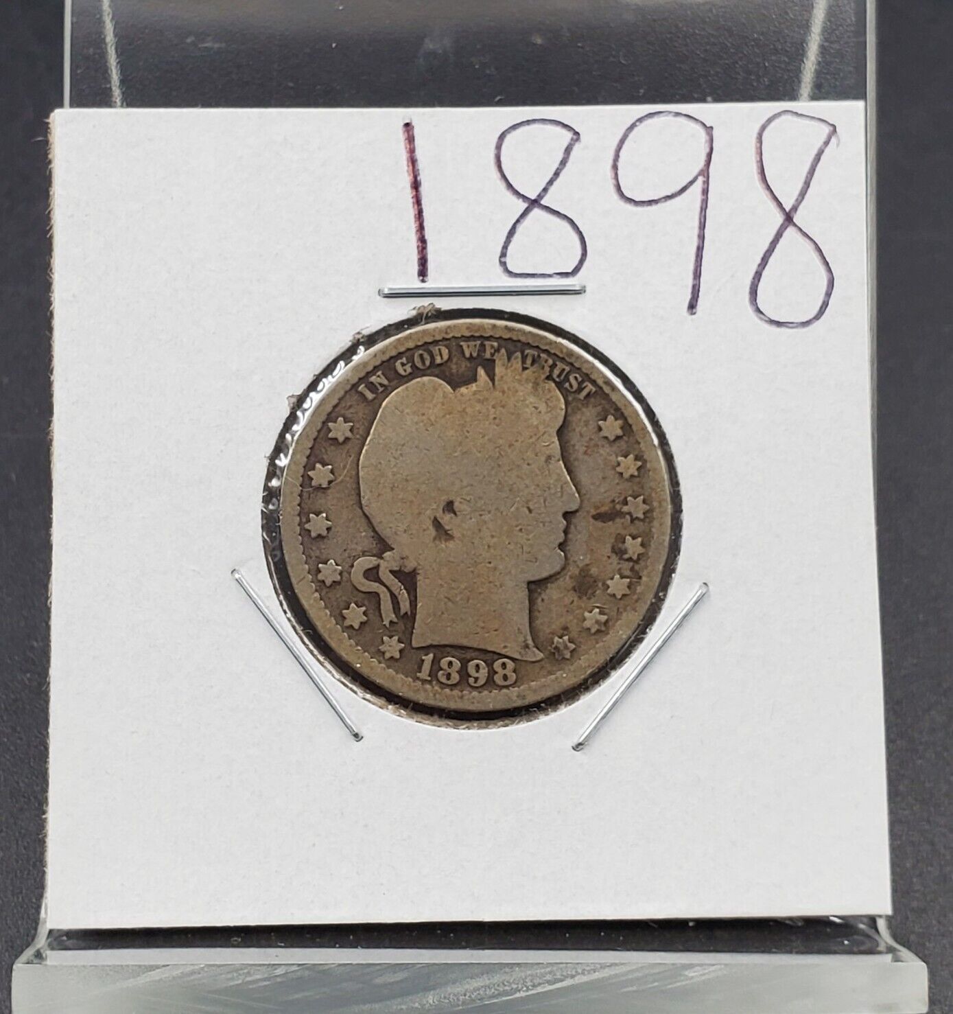 1898 P Barber Silver Quarter Coin Coin Choice AG About Good Circ