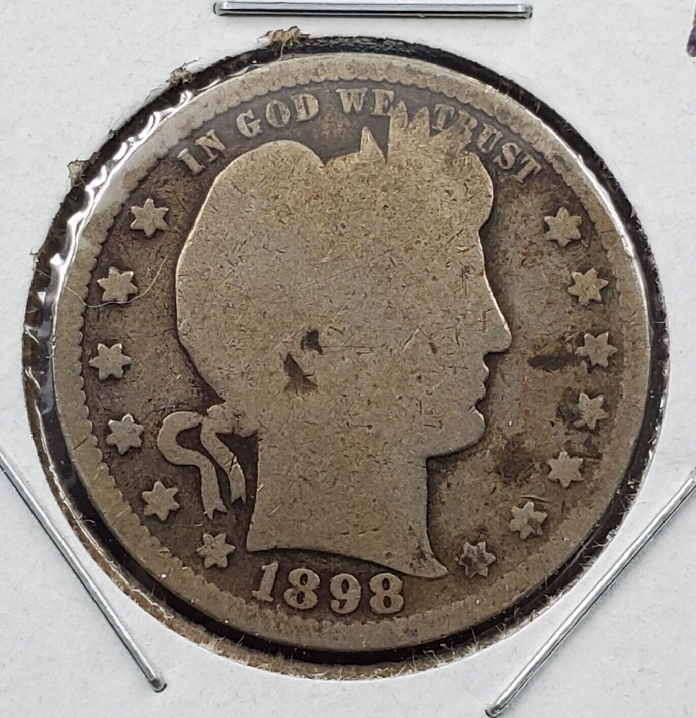 1898 P Barber Silver Quarter Coin Coin Choice AG About Good Circ
