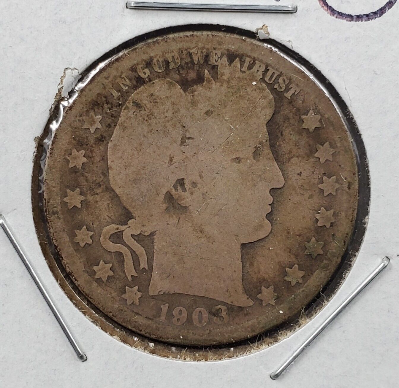 1903 O Barber Silver Quarter Coin Coin AG About Good Circ New Orleans Mint