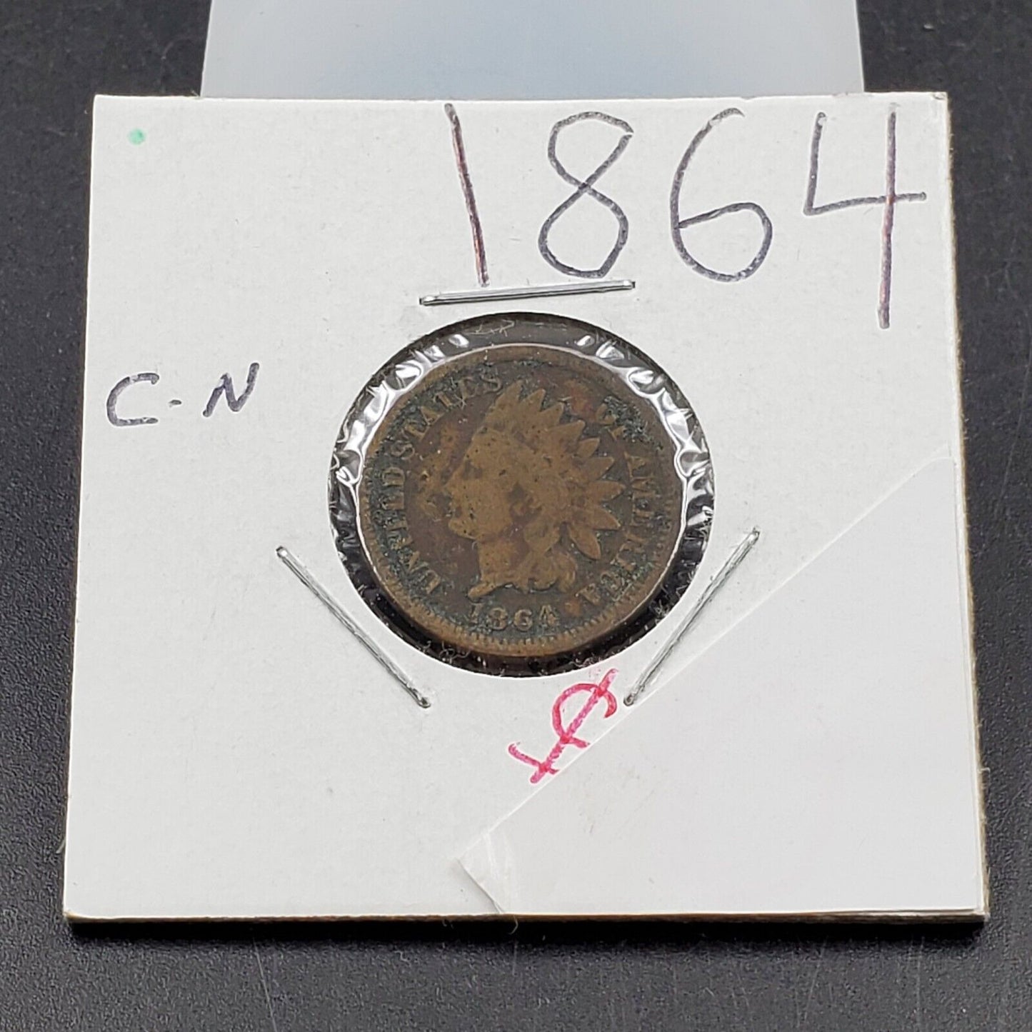 1864 Indian Head Cent Coin Copper Nickel Civil War Goog G / VG Details damage