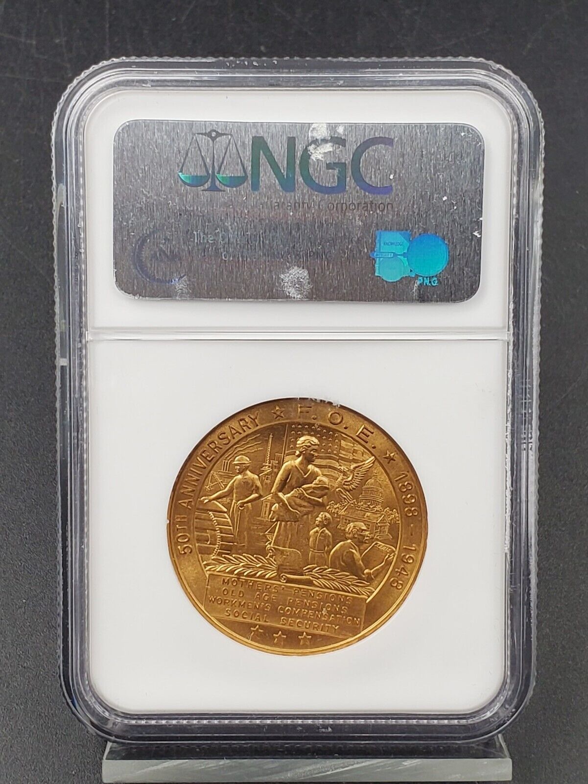 1948 Brass SC$1 F.O.E. 50th Anniversary NGC Medal MS66 GEM BU UNC CERTIFIED