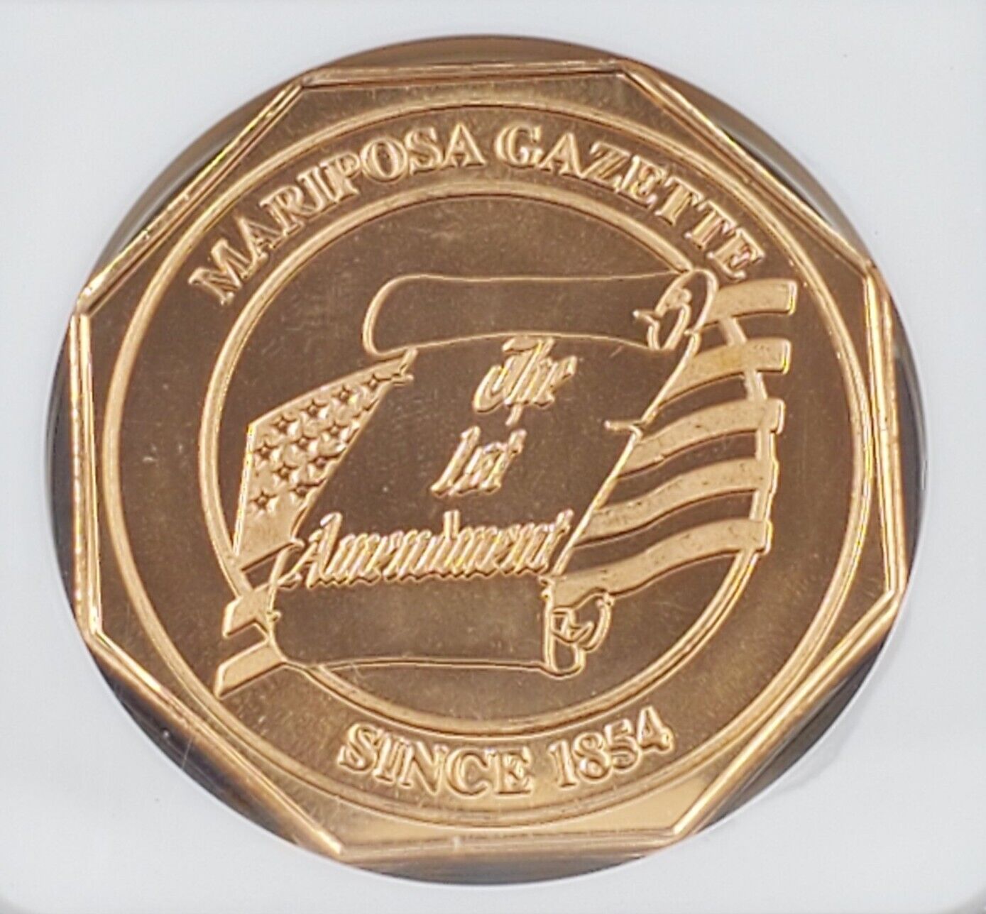 (C 1979 ) 40MM. AE MARIPOSA- 1ST AMMENDMENT NGC Medal MS67 RD J-MC5