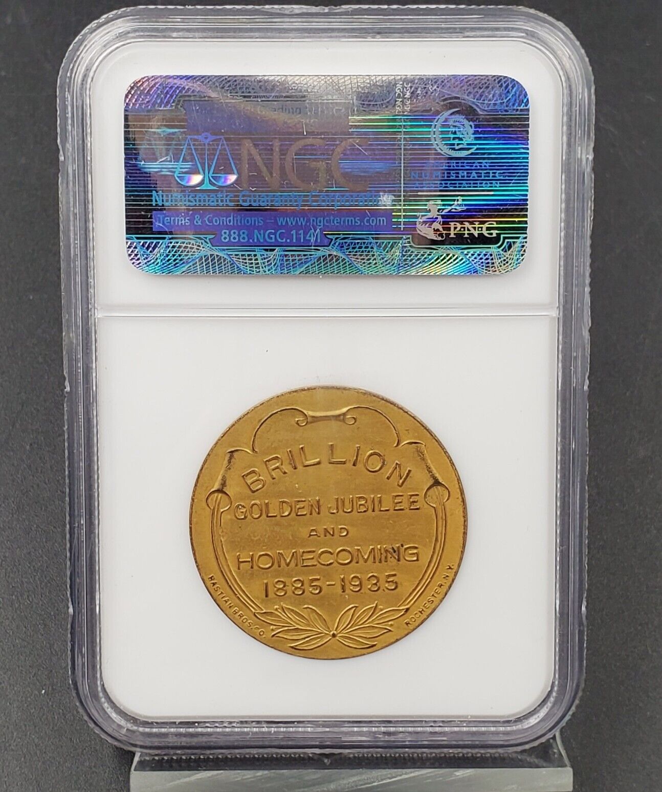 1935 WI 32mm AE SC50C BRILLION 50TH ANNIVERSARY NGC Medal MS63 Old Beachmill BU