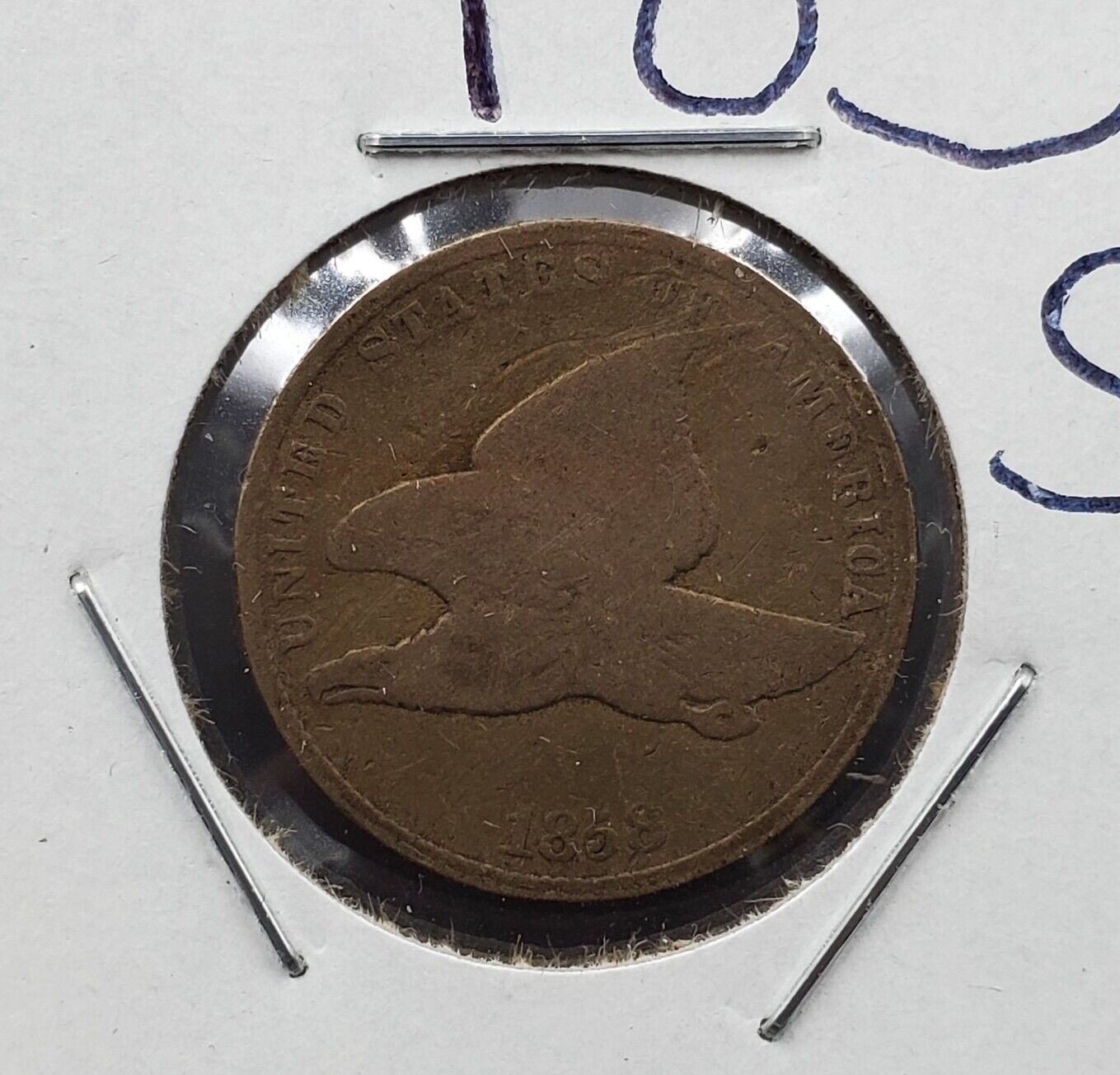 1858 SL Flying Eagle Cent Penny Coin Good details