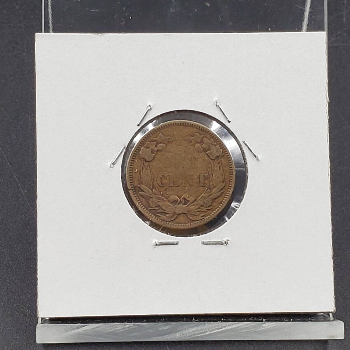 1858 SL Flying Eagle Cent Penny Coin Choice Fine Struck Through Grease Reverse
