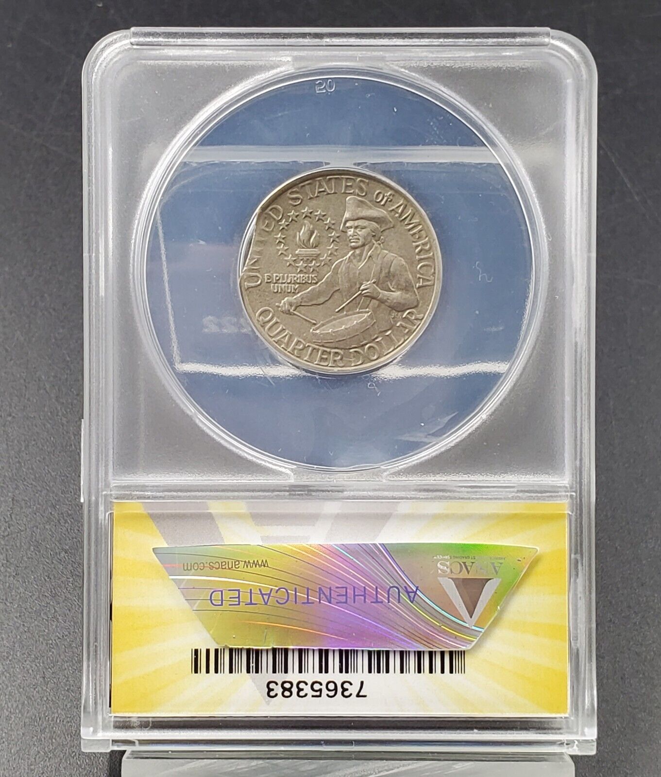 1976 P 25c Washington Quarter Coin ANACS AU50 "CURVED CLIP" Weight 5.66 Grams