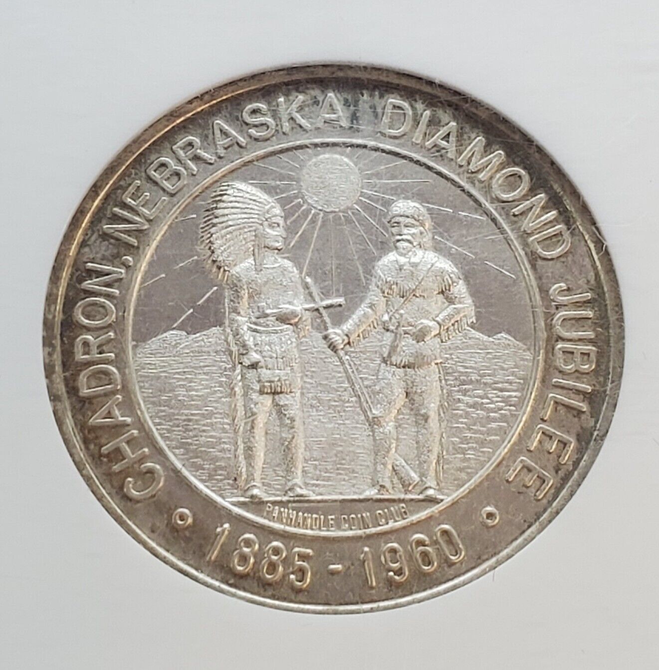 1960 Nebraska Charon Diamond Jubilee Medal Token 50C NGC MS62 BU Certified