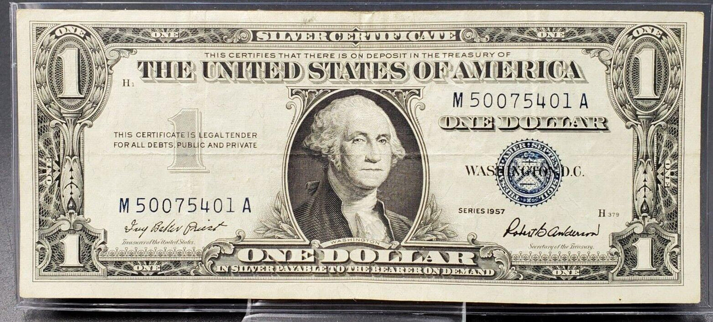1957 $1 Silver Certificate US Blue Seal Note Bill Choice VF Very Fine / XF EF #3