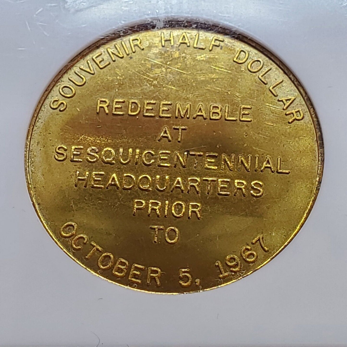 1967 MI Brass 34mm Utica Sesquicentennial NGC Token MS65 Gem BU Certified
