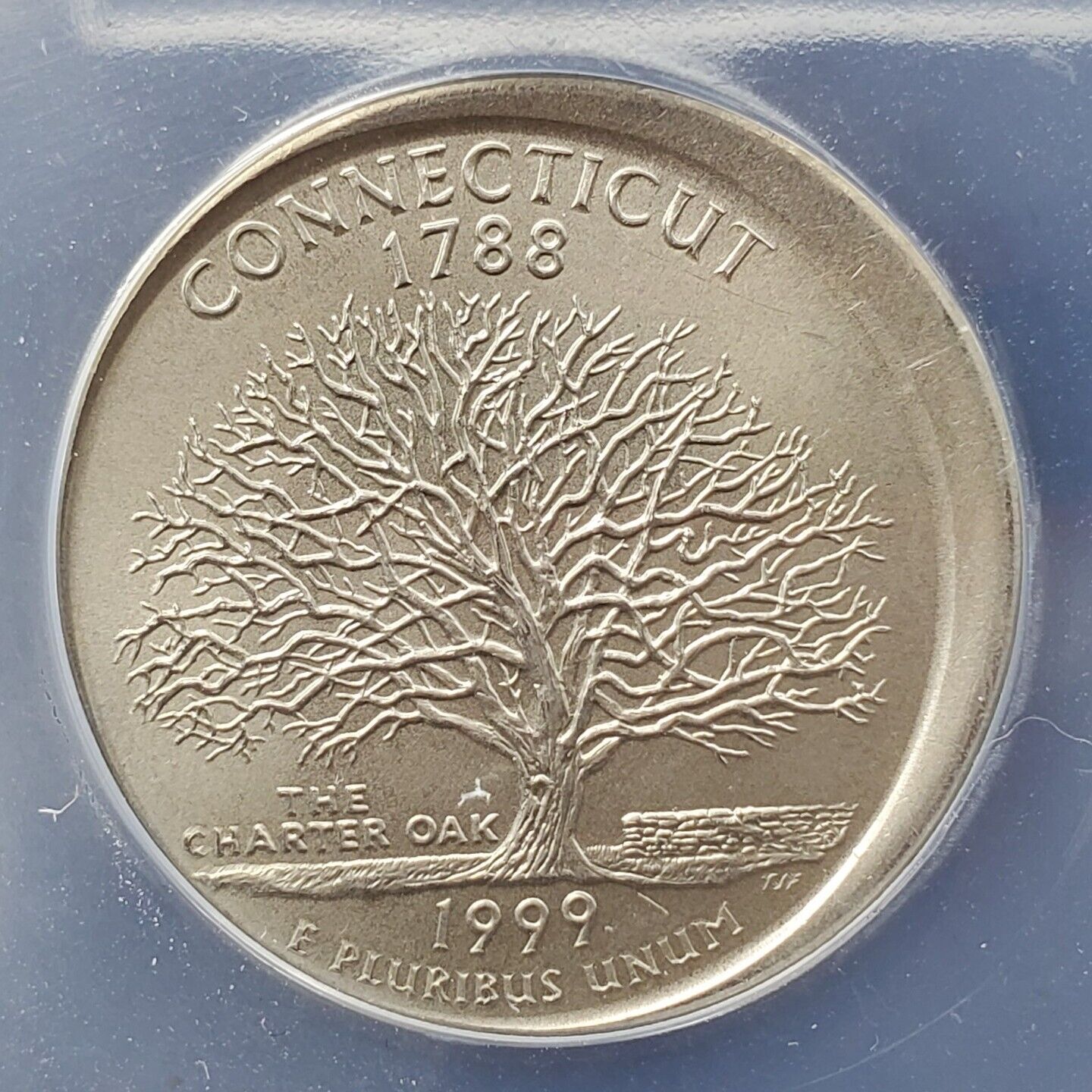 1999 D 25c CONNECTICUT Quarter ANACS MS63 STRUCK 10% OFF CENTER