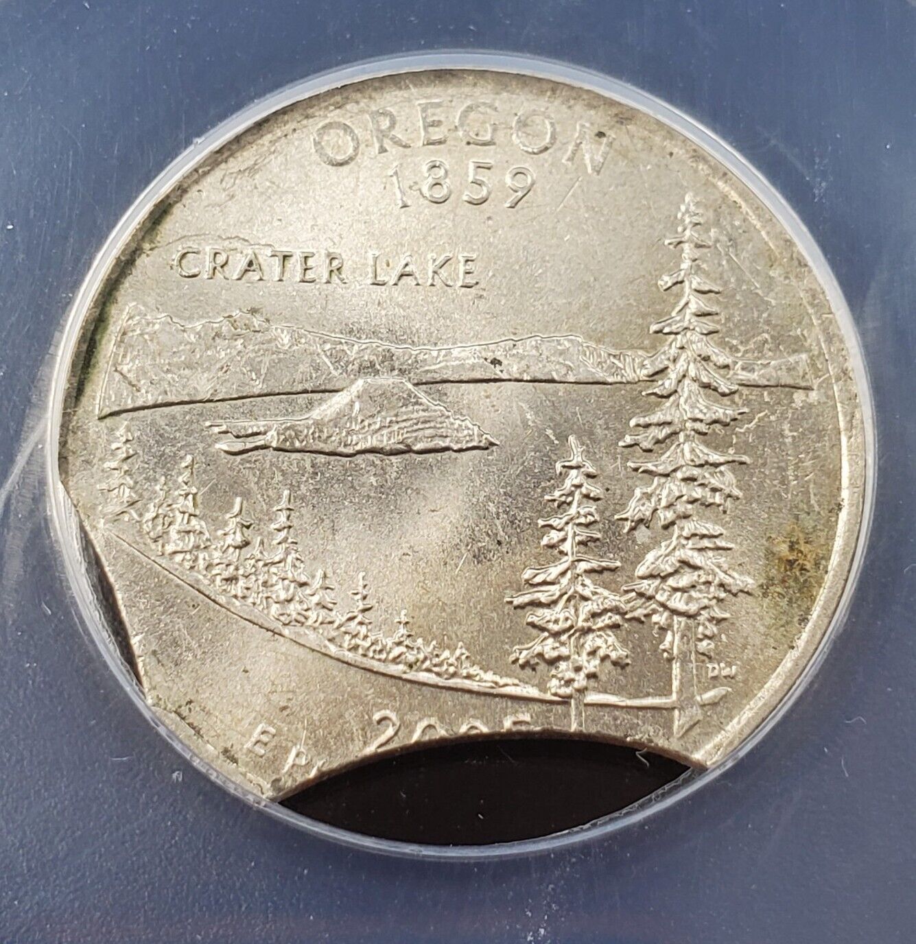2005 P 25c OREGON Quarters ANACS MS62 DBL CURVED CLIP Weight 5.03 Grams Error