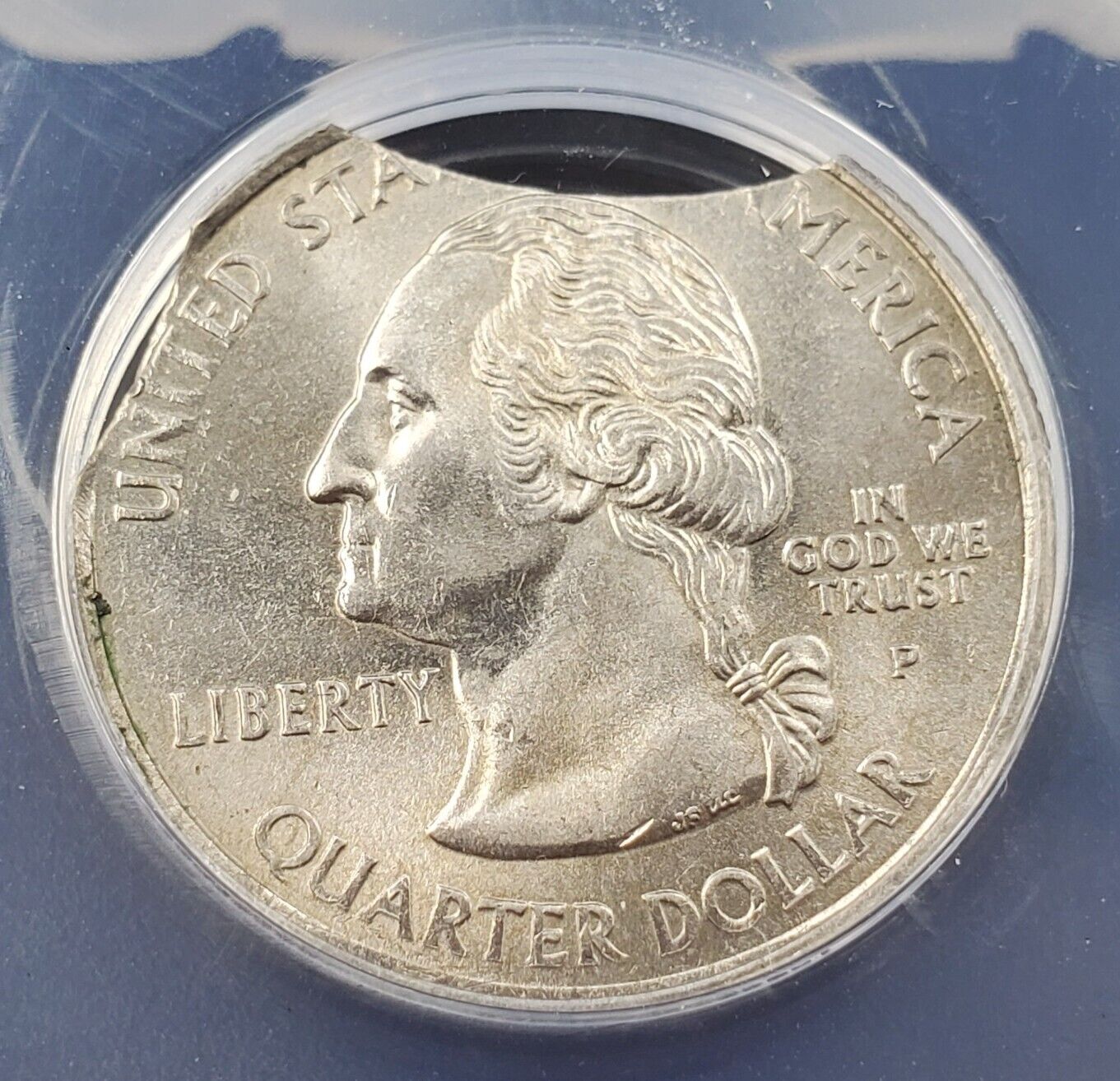 2005 P 25c OREGON Quarters ANACS MS62 DBL CURVED CLIP Weight 5.03 Grams Error
