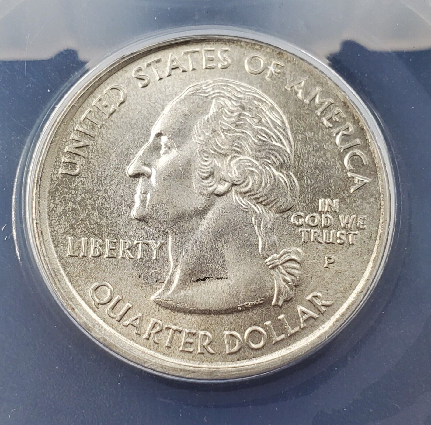 2006 P 25c SOUTH DAKOTA Quarter ANACS AU58 TILTED PARTIAL COLLAR Error