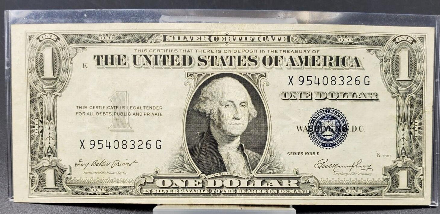 1935 E $1 Silver Certificate US Note CHOICE EF XF Extra Fine Blue Seal Currency