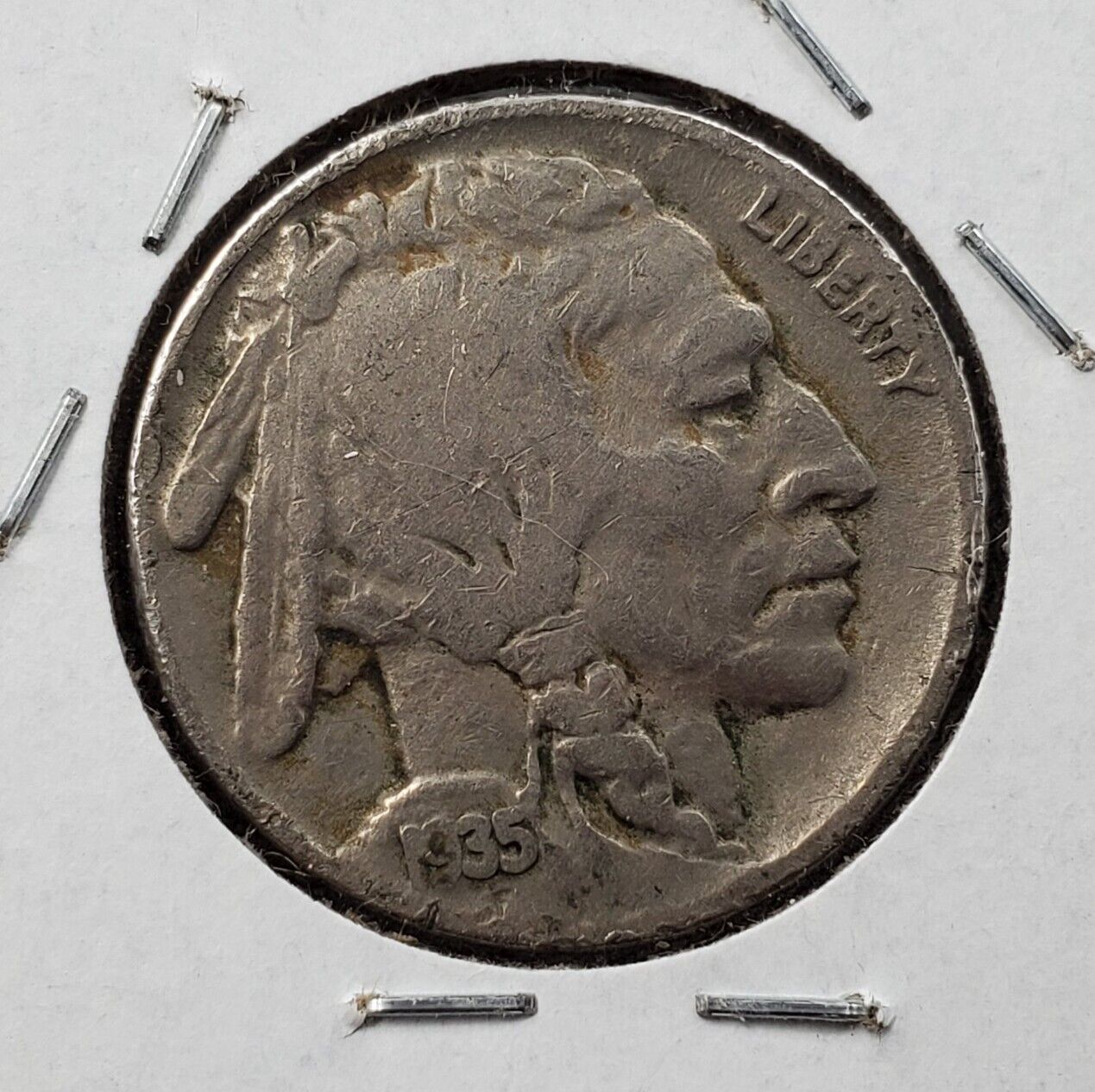 1935 Buffalo 5c Indian Nickel Double Die Reverse Variety FS-801 VF Very Fine