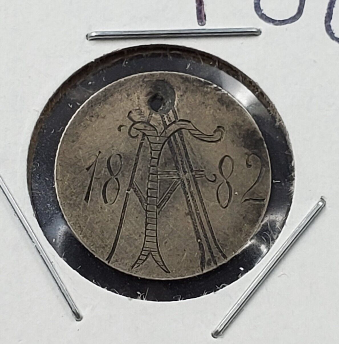 1882 Love Token on Seated Liberty 1853 With Arrows Dime