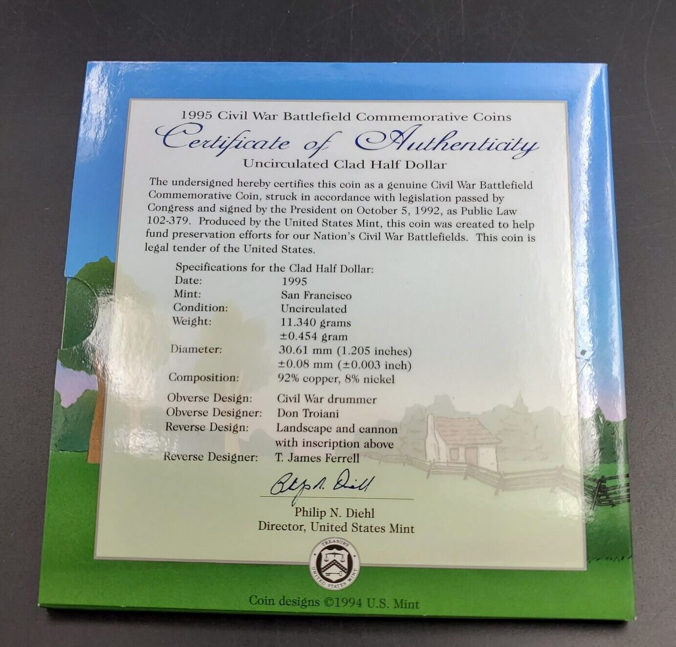 1995 S Civil War Battlefield Comm Half Dollar Coin Young Collector's Edition OGP