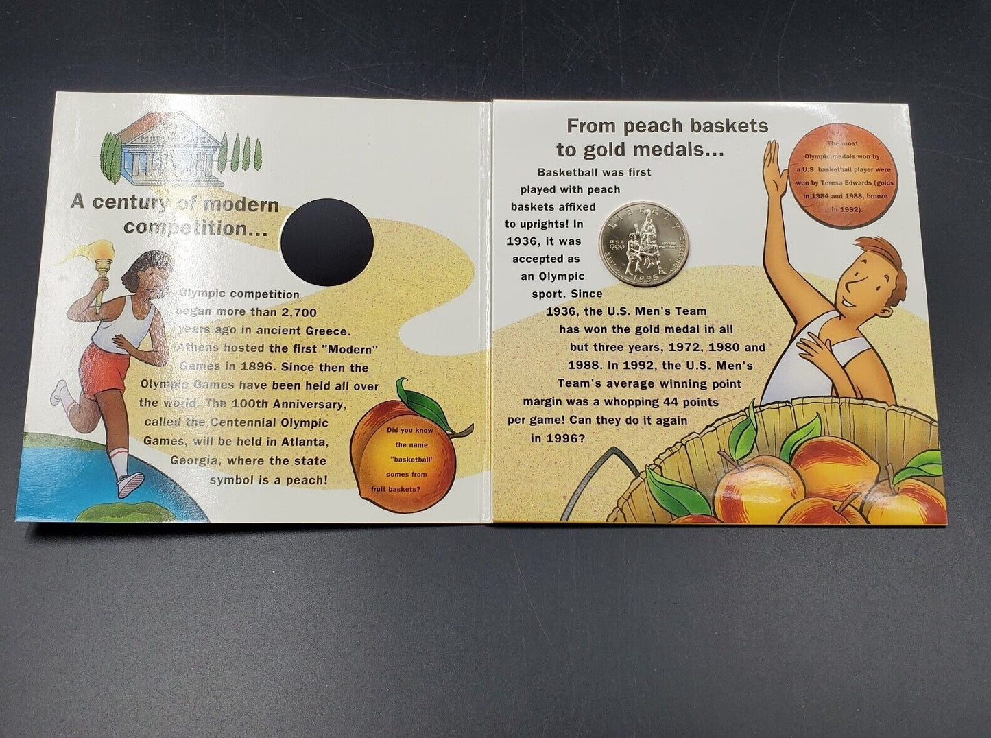 1995 Basketball Atlanta Olympic Half Dollar US Mint Young Collector Coin OGP