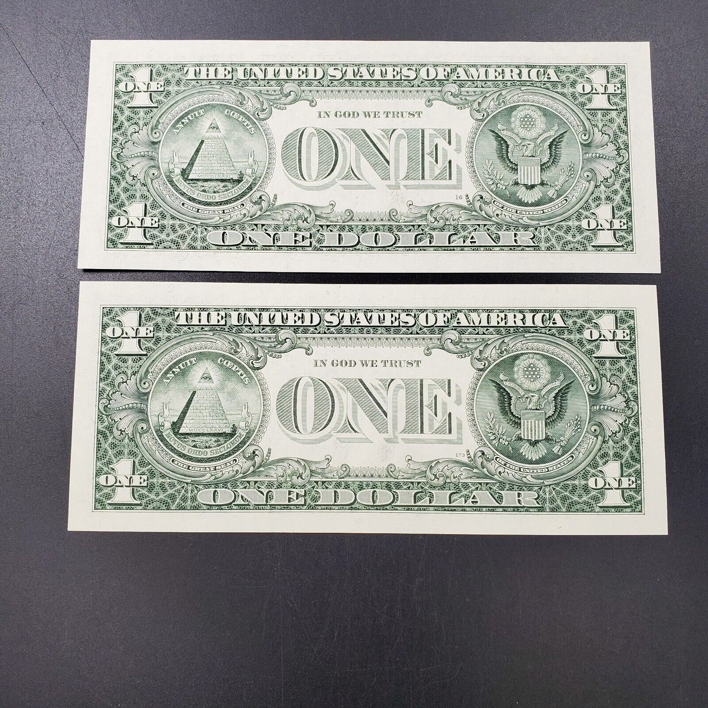 Matched Pair of Exact Same Serial # Number CH UNC 2003 A & 2006 $1 FRN Currency