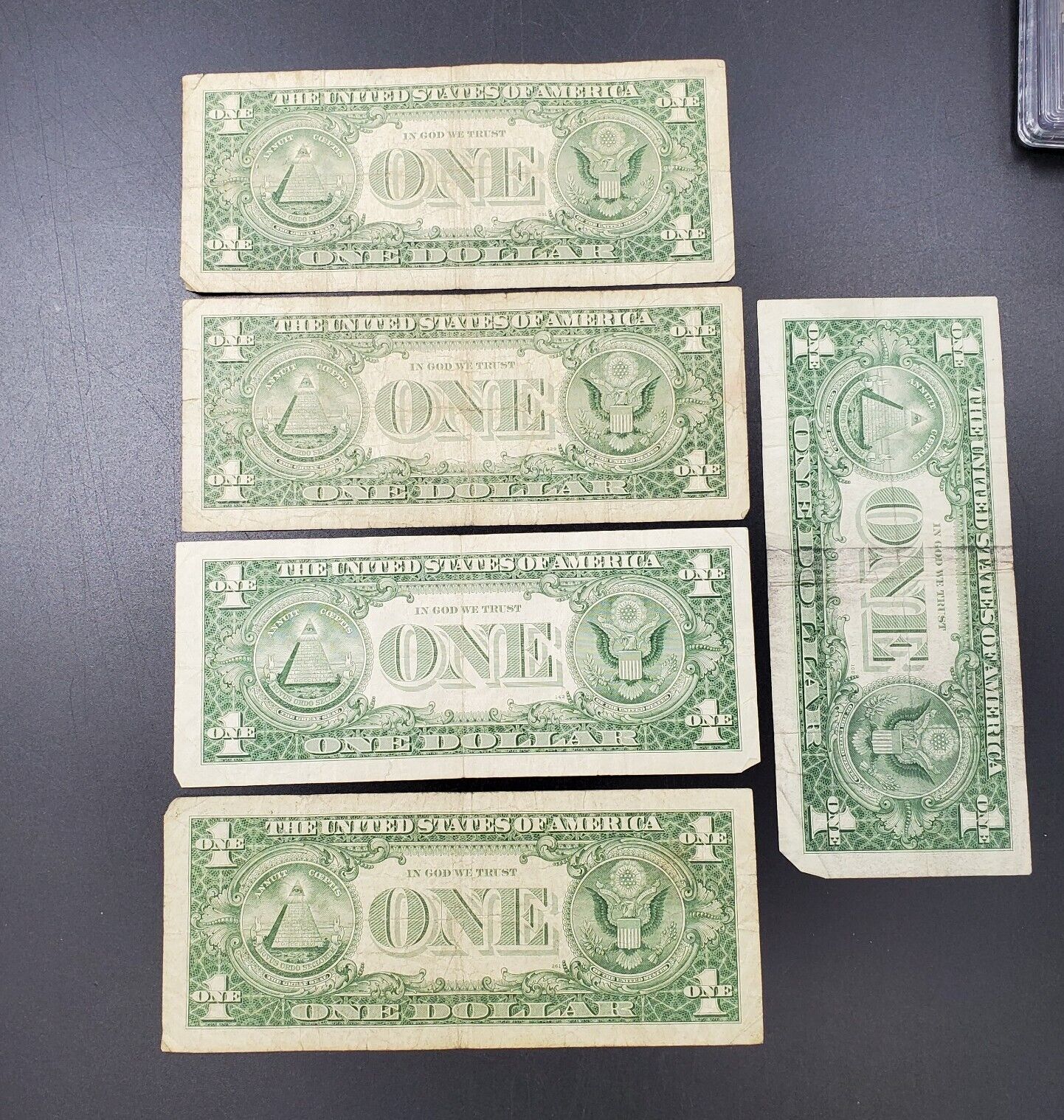 Lot of 5 1957 Silver Certificate Bill Currency (1 note has triple repeat serial#