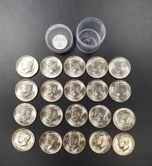 2015 D CHOICE / GEM BU Kennedy Half Dollar Roll Clad 50c 20 Coins