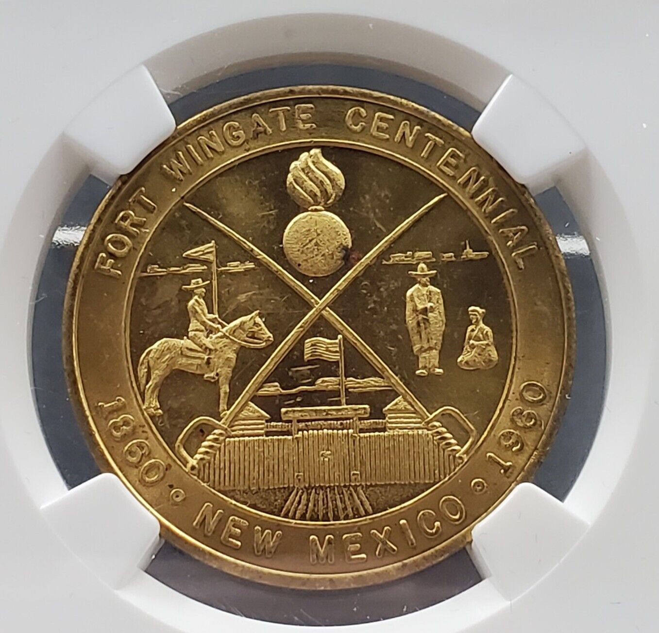 1960 NM Good for 50c Fort Wingate Centennial NGC Token MS63 Brass