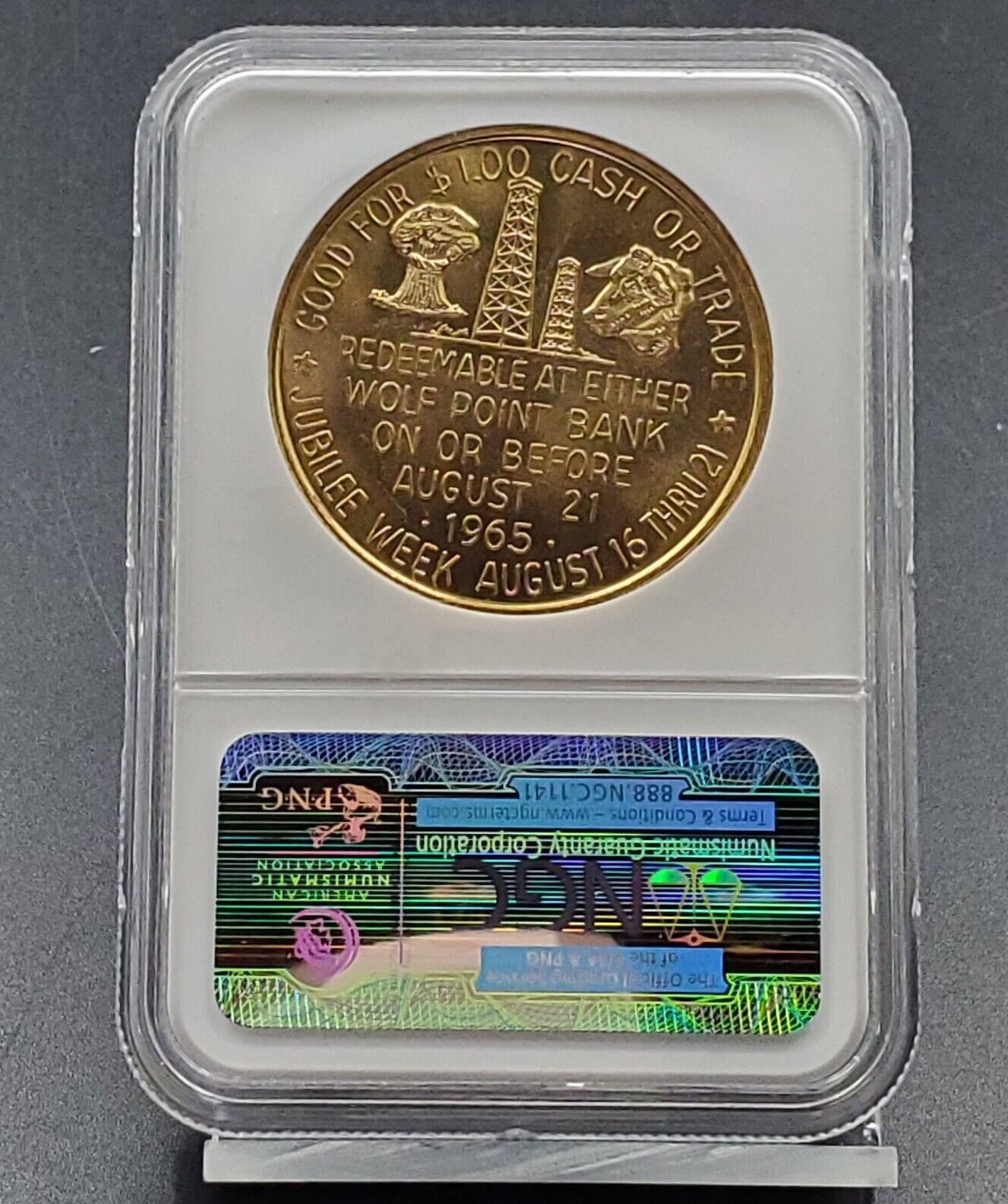 1965 So Called Dollar $1 Wolf Point 75th Anniversary NGC Token MS65 Gem BU