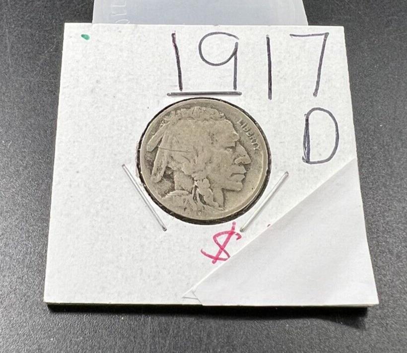 1917 D Buffalo Indian Head Nickel Coin Choice AG About good