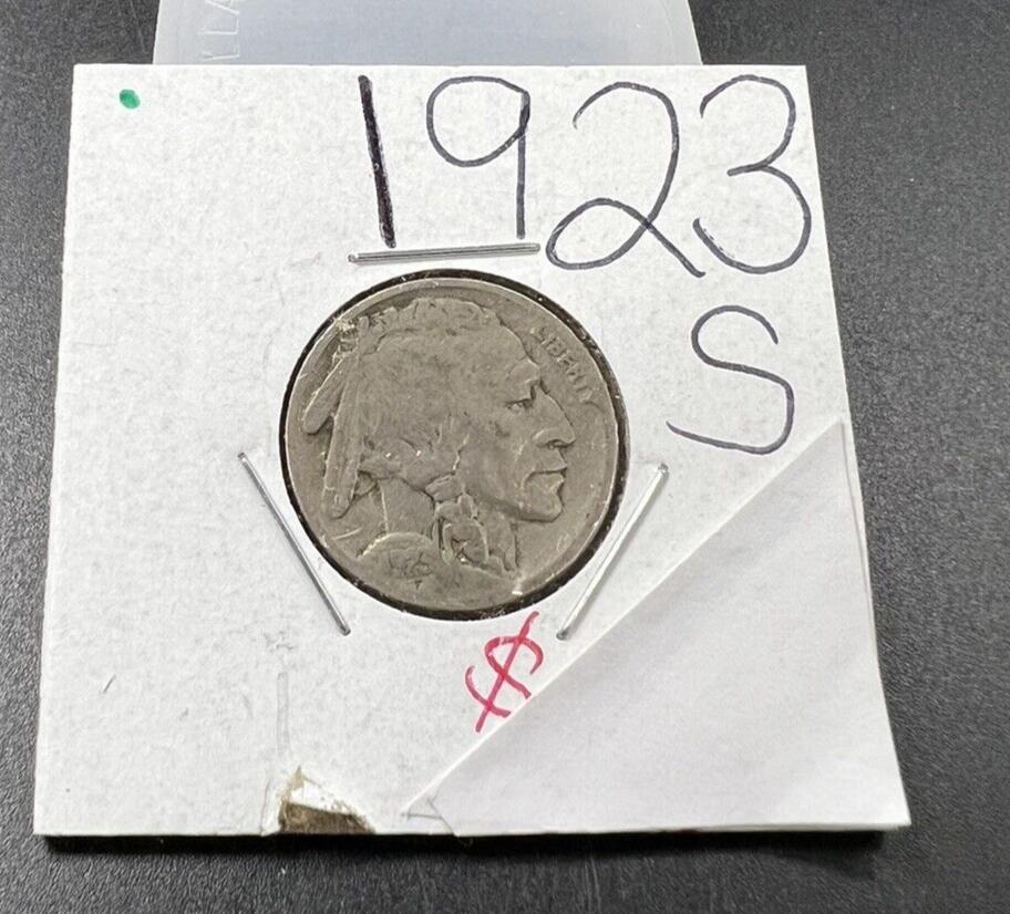 1923 S 5c Buffalo Indian Head Nickel Coin Good Circulated