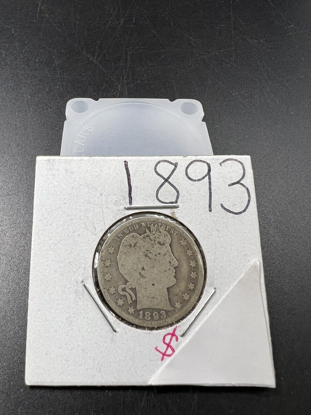 1893 Barber Silver Eagle Quarter Coin AG About Good Circ Full Date