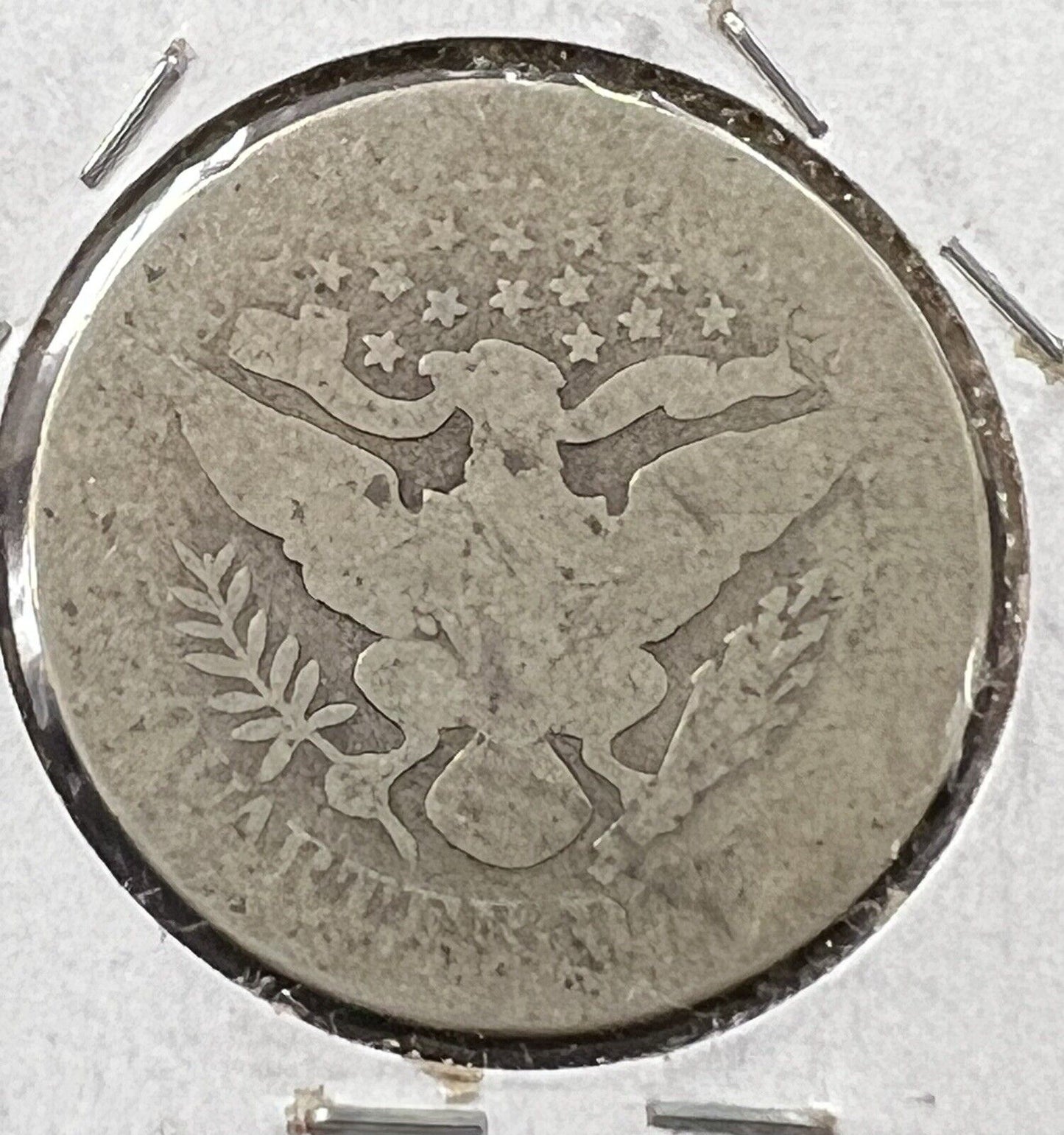 1893 Barber Silver Eagle Quarter Coin AG About Good Circ Full Date