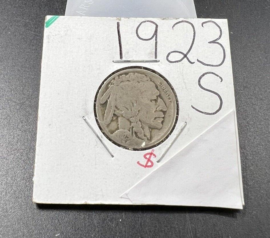 1923 S 5c Buffalo Indian Head Nickel Coin Choice AG About Good Partial Date