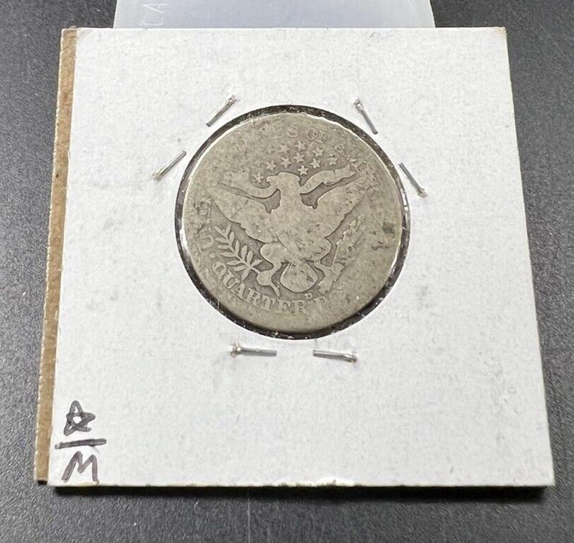 1913 D Barber Silver Quarter Coin AG About Good Circ Semi key date