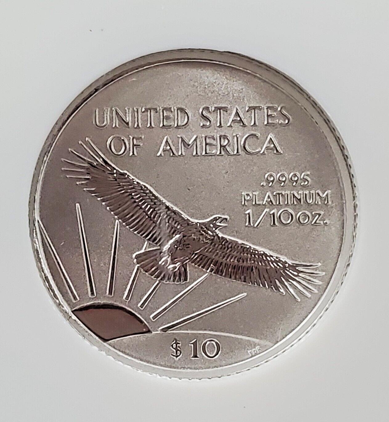 2001 $10 Platinum American Eagle 1/10 Oz NGC MS 70 Brown Label
