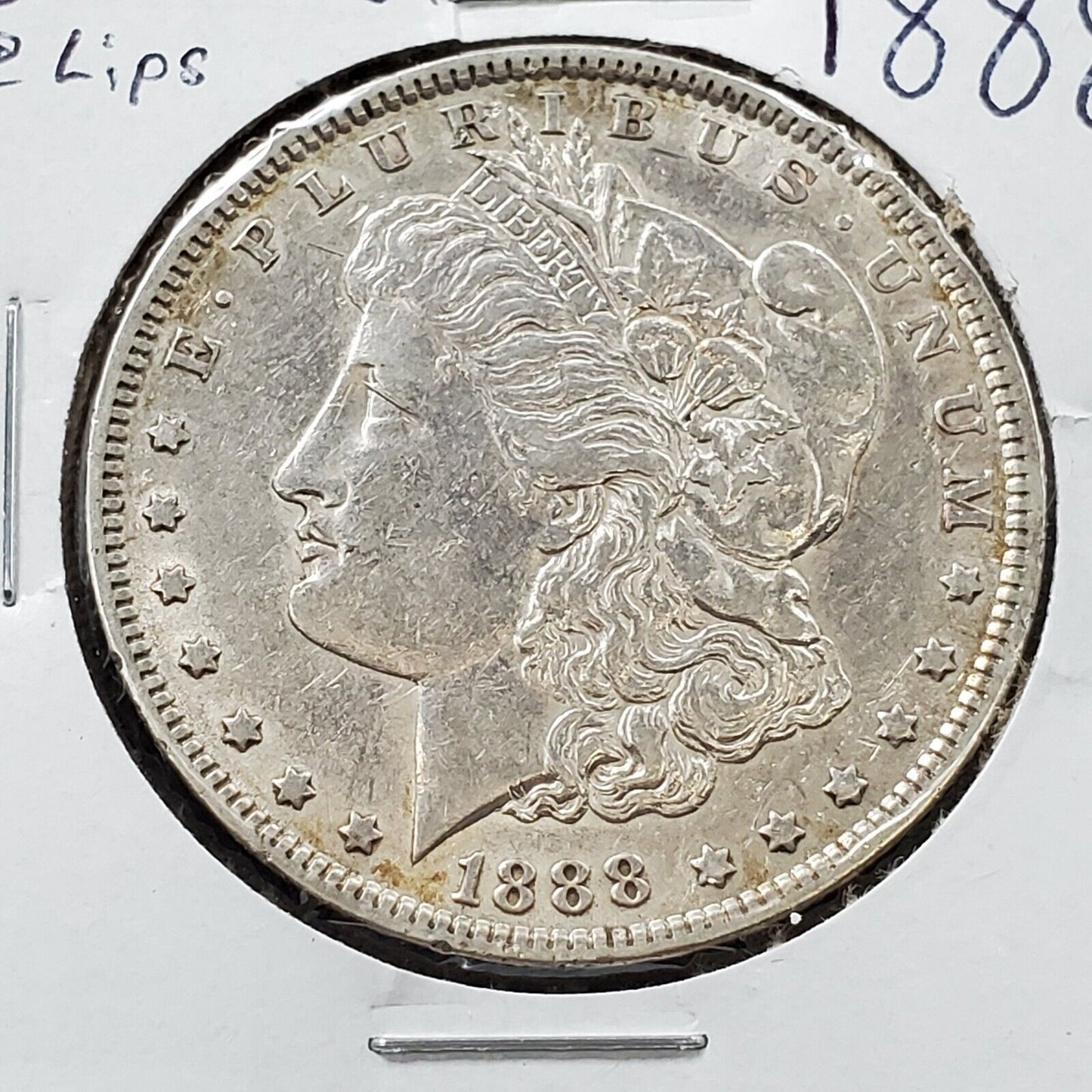 1888 P $1 Morgan Dollar Vam Die Clash Variety Wreath Transferred to Chin Obverse