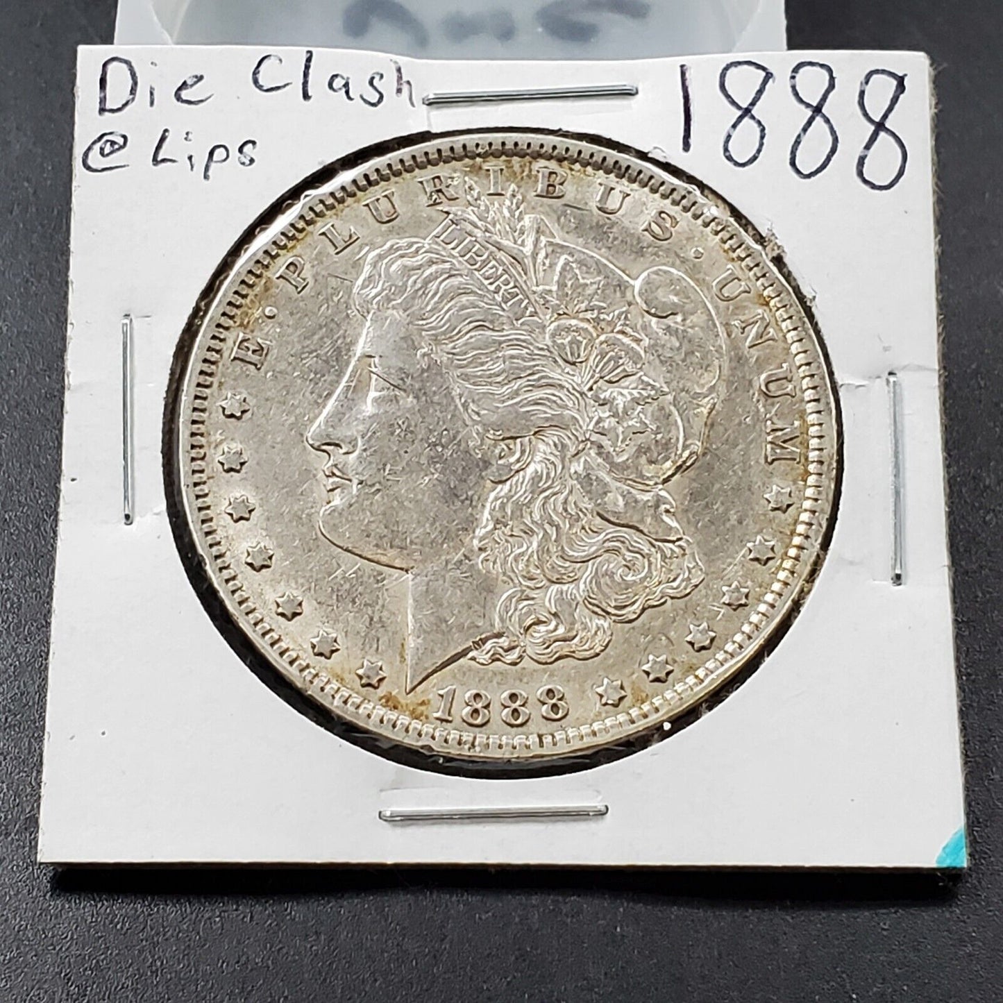 1888 P $1 Morgan Dollar Vam Die Clash Variety Wreath Transferred to Chin Obverse
