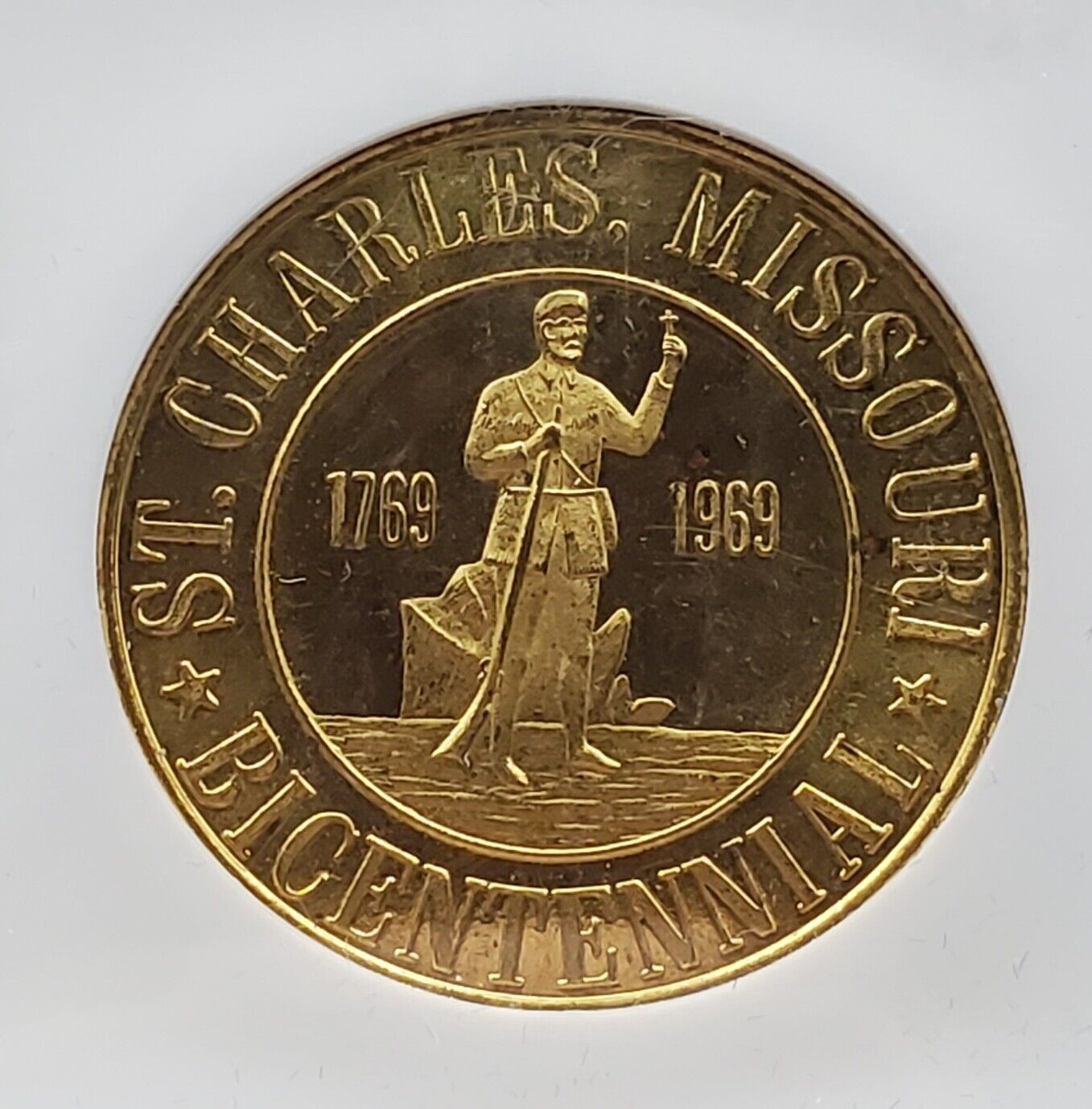 1969 MO Good for 50c St Charles Bicentennial NGC Medal MS64 34mm Choice BU UNC #