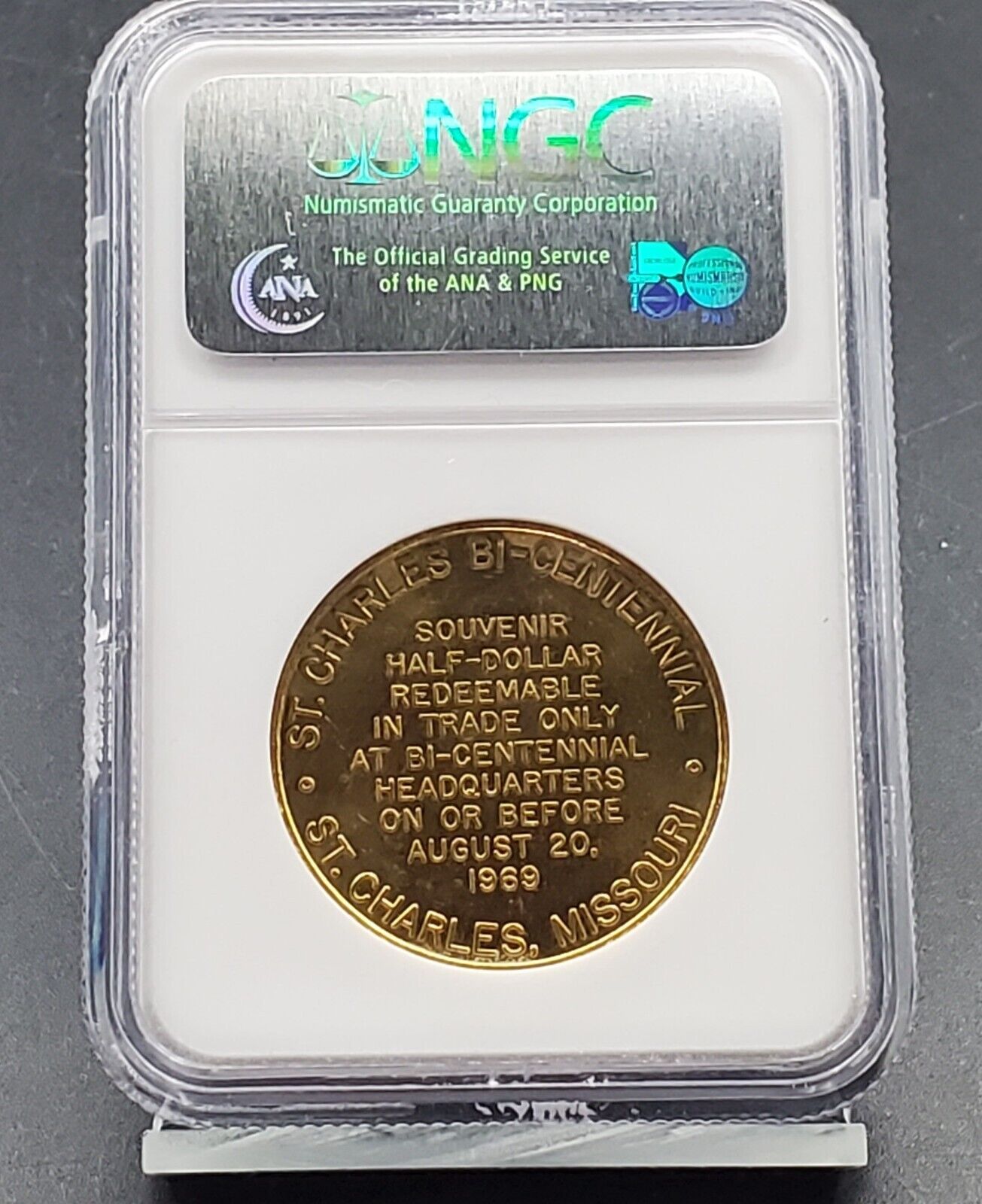 1969 MO Good for 50c St Charles Bicentennial NGC Medal MS64 34mm Choice BU UNC #
