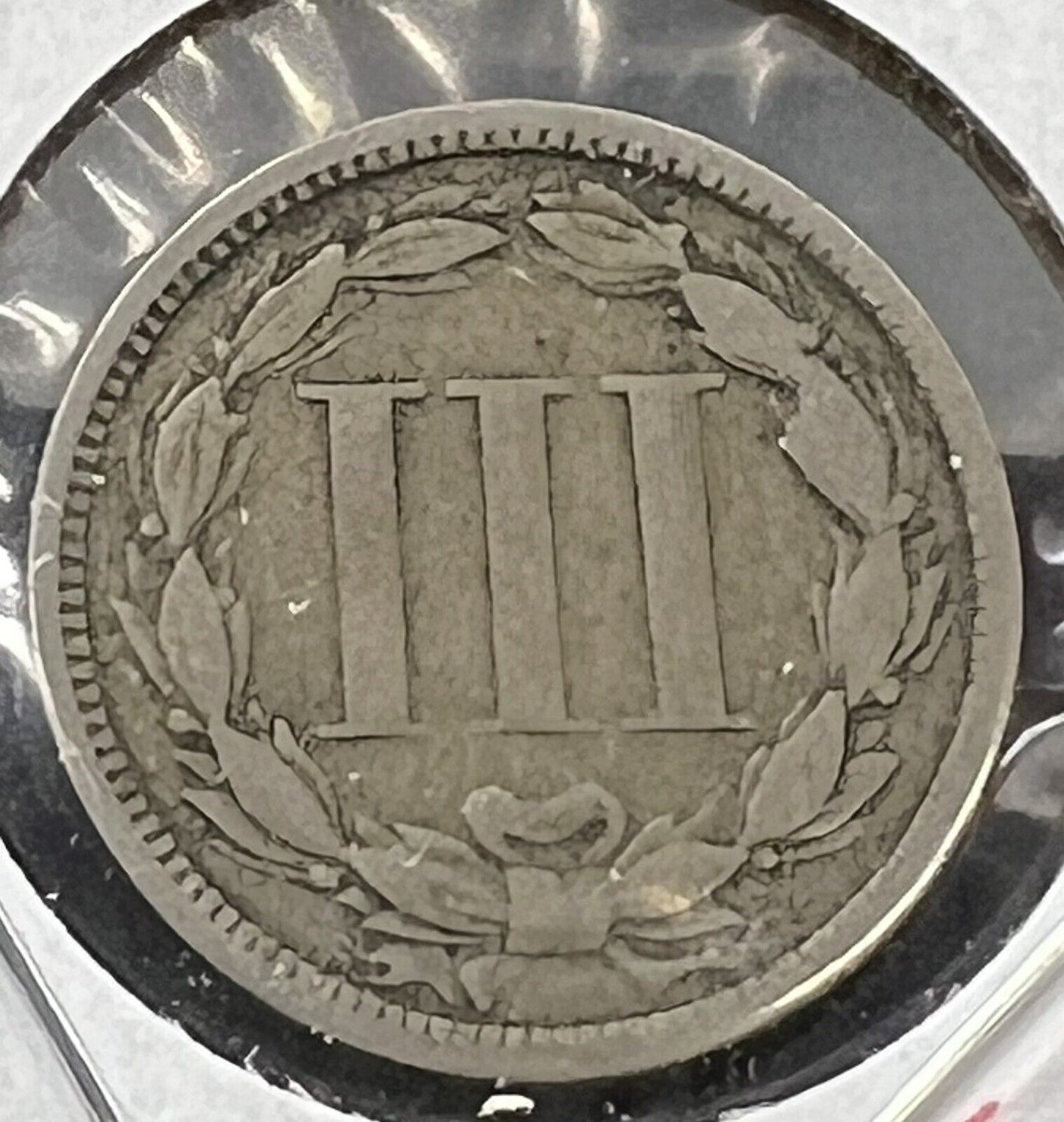 1866 3c Liberty Three Cent Nickel Coin Choice Fine / VF Very Fine