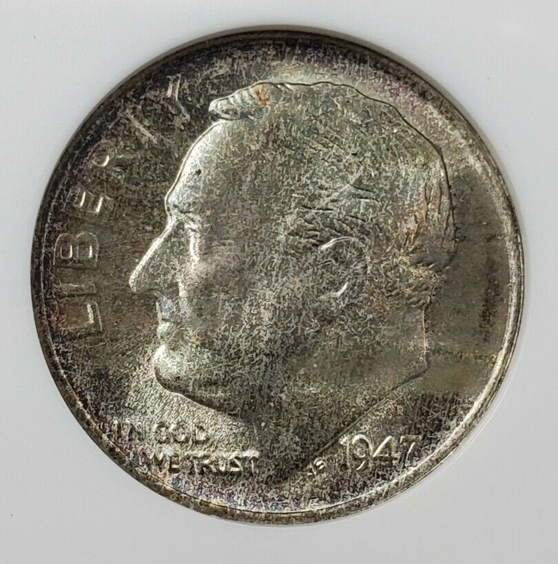 1947 S Roosevelt Dime Coin Variety ANACS MS64 Breen-3702 Trumpet Tail Mint Mark