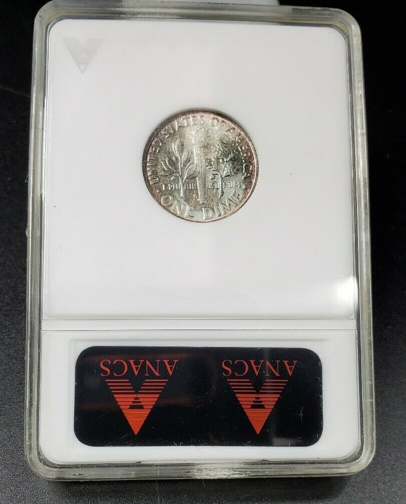 1947 S Roosevelt Dime Coin Variety ANACS MS64 Breen-3702 Trumpet Tail Mint Mark