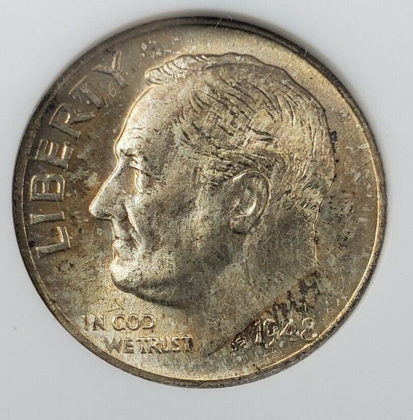 1948 S Roosevelt Dime Coin Variety ANACS MS65 Breen-3708 Trumpet Tail Mint Mark