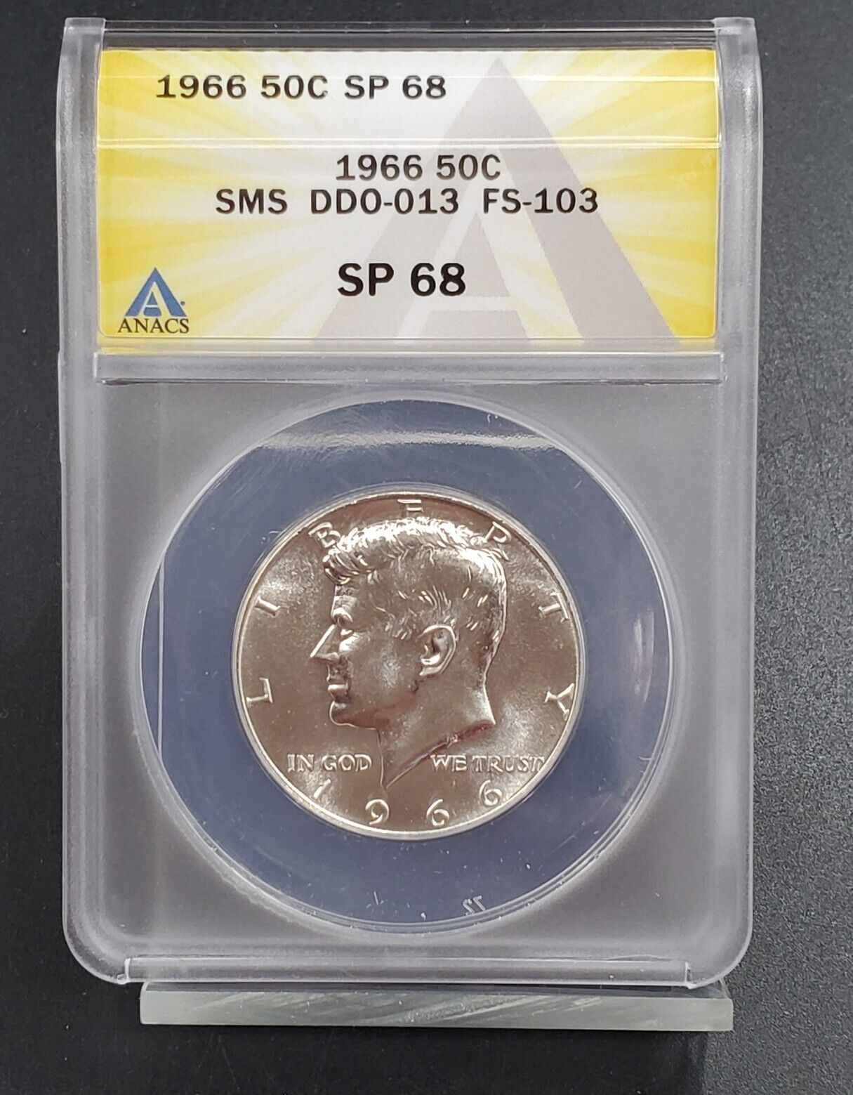 1966 SMS Kennedy Half Dollar ANACS PF68 DDO-013 FS-103 TOP POP #A