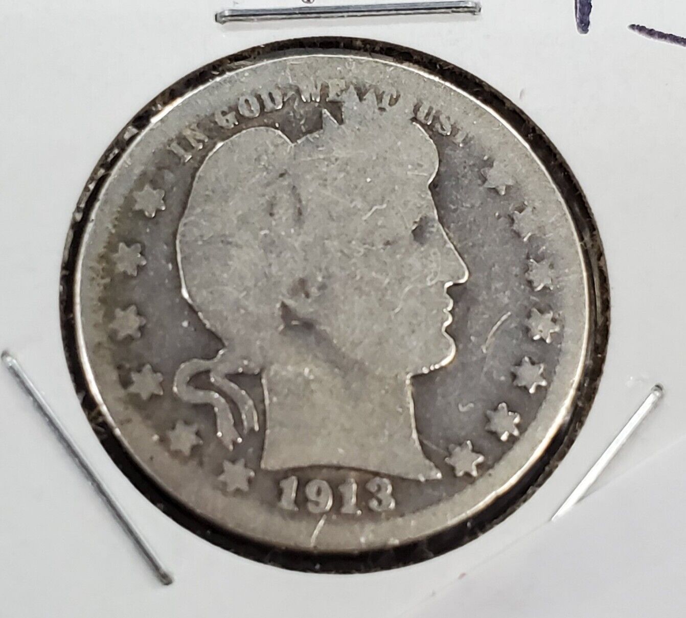 1913 D Barber Silver Quarter Coin Circulated AG About Good Circ