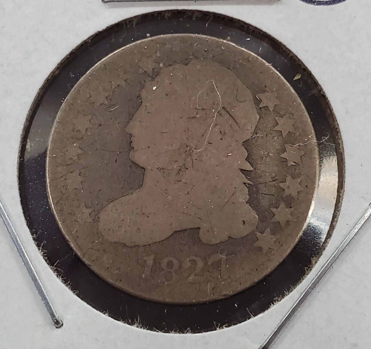 1827 10c Capped Bust Silver Dime Coin Circulated AG ABout Good
