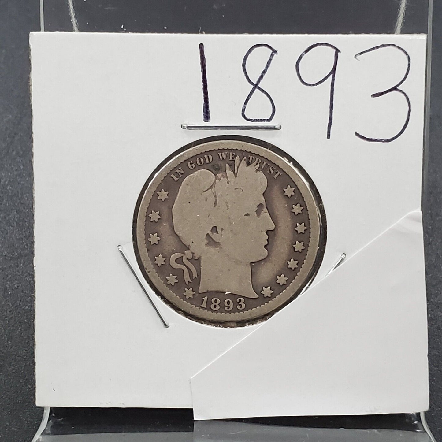 1893 Barber Silver Eagle Quarter Coin Circ Choice Good / VG First Class Shippin