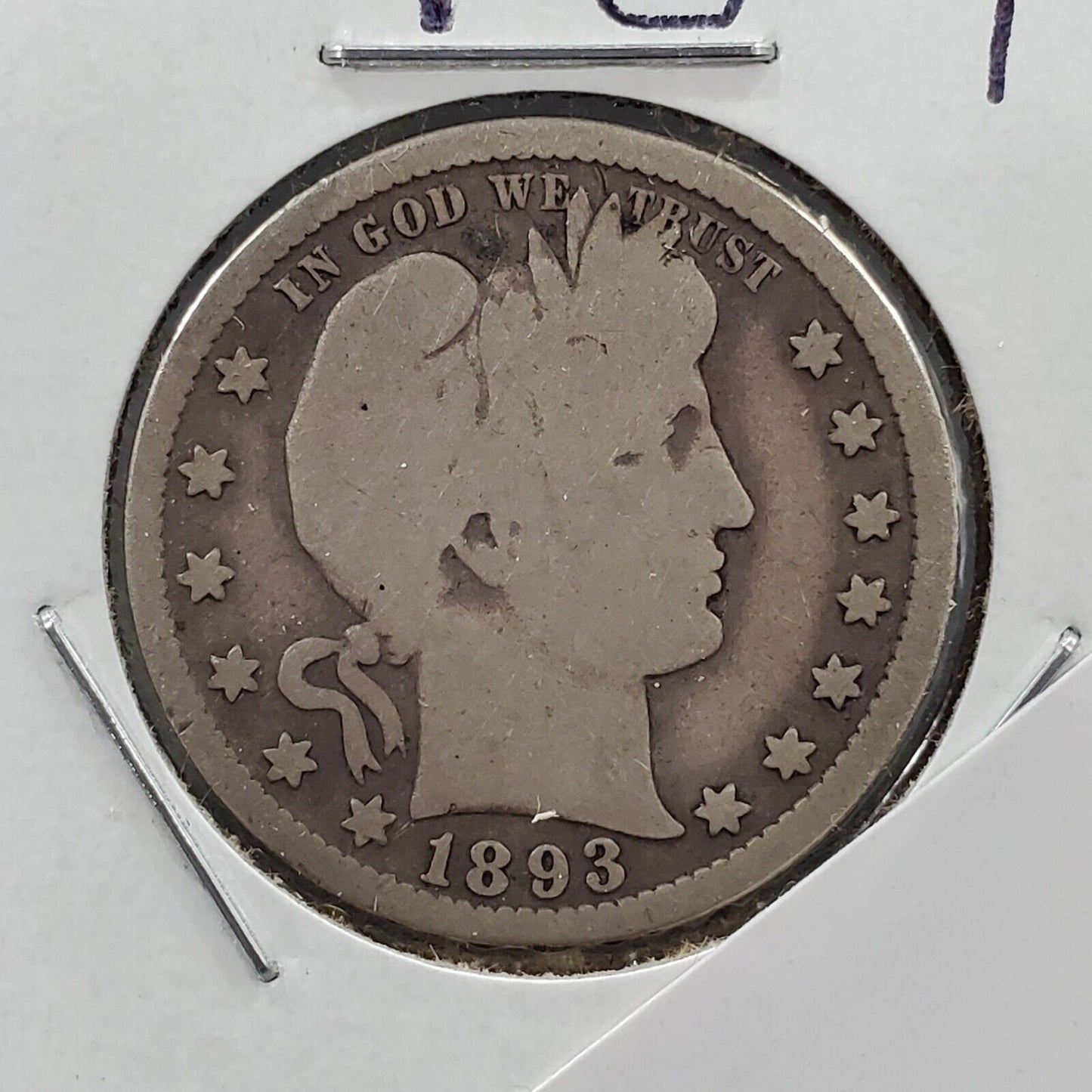 1893 Barber Silver Eagle Quarter Coin Circ Choice Good / VG First Class Shippin